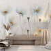 Papier peint floral avec grandes fleurs blanches et bleues pour salon moderne et élégant