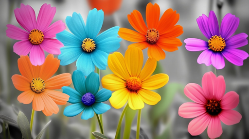 Papier peint floral coloré Bouquet de fleurs vibrantes