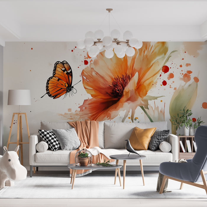 Papier peint papillon | Éclat floral artistique