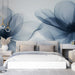 Papier peint floral bleu avec grandes fleurs pour chambre moderne et élégante