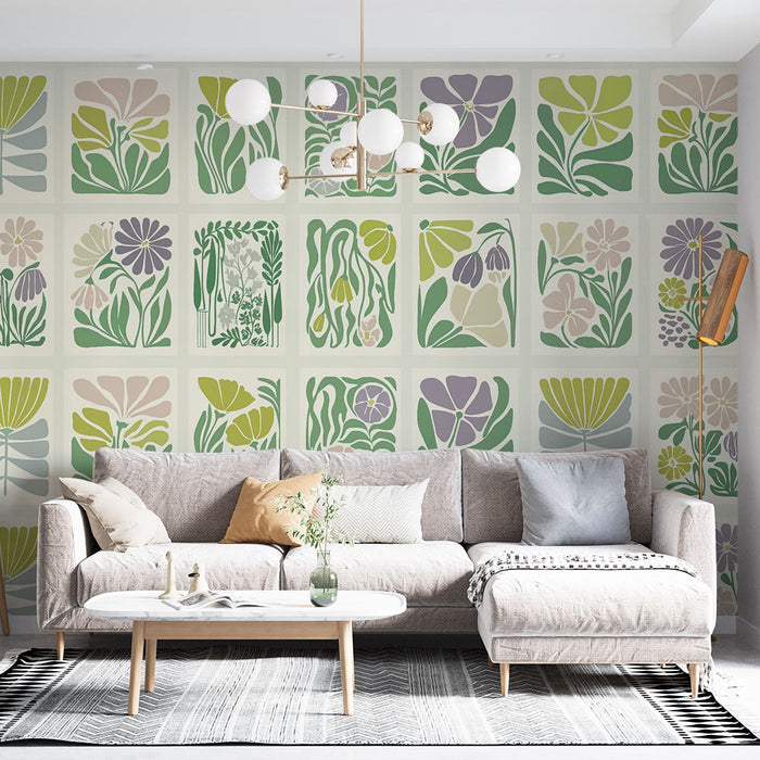 Papier peint floral | Motifs botaniques colorés