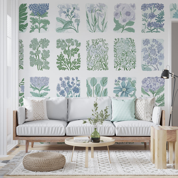 Papier peint fleurs sauvages | Motifs floraux délicats