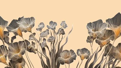 Papier peint floral Design vintage sur fond beige