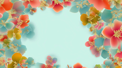 Papier peint floral Fleurs pastel et dorées