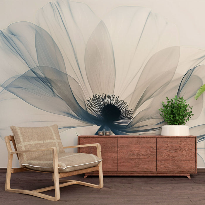 Papier peint floral translucide | Élégance contemporaine
