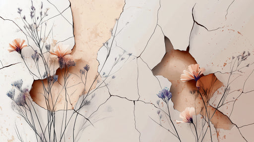 Papier peint floral fissuré Art moderne et naturel