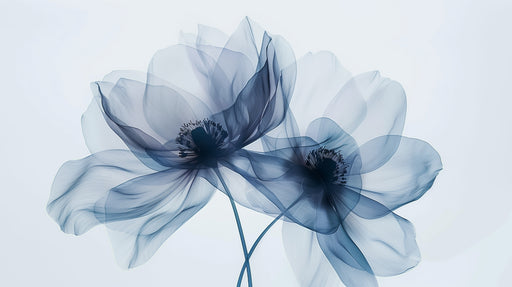 Papier peint floral Fleurs éthérées bleues