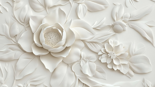 Papier peint floral Blanc en relief