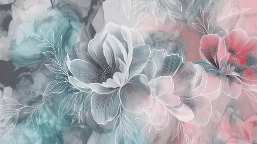 Papier peint floral Éclats de couleurs pastel