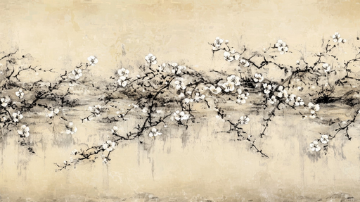 Papier peint fleuri Motif de branche de fleurs blanches