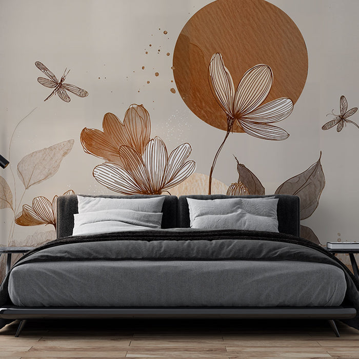 Papier peint floral | Design naturel en tons terreux