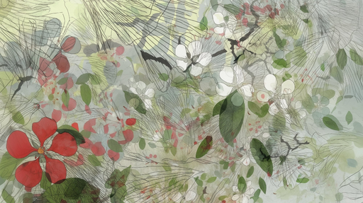 Papier peint floral Design artistique et pastel
