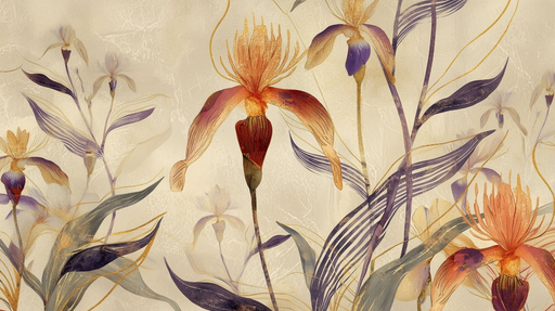 Papier peint floral élégant Fleurs délicates sur fond beige