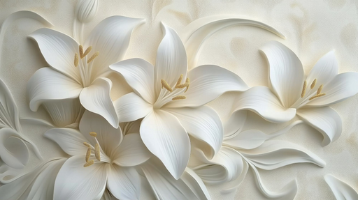Papier peint floral Lilas blanc en relief