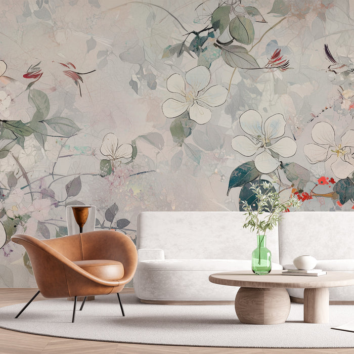Papier peint floral | Éclat de nature pastel