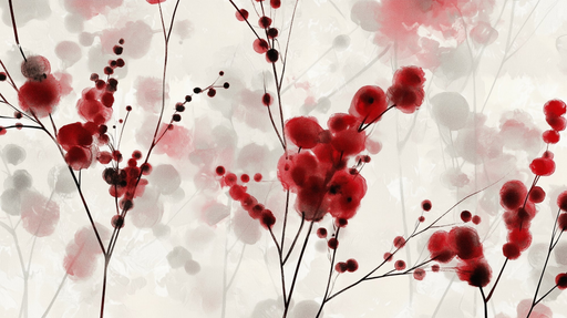 Papier peint floral rouge Éclat de baies sur fond doux