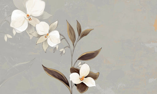 Papier peint orchidée Élégance florale beige et brun