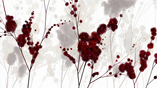 Papier peint floral Design artistique de baies rouges