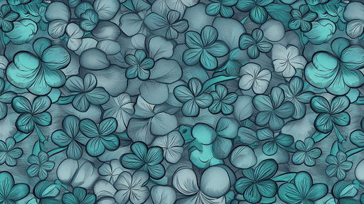 Papier peint floral Motif Trèfle Vert et Bleu