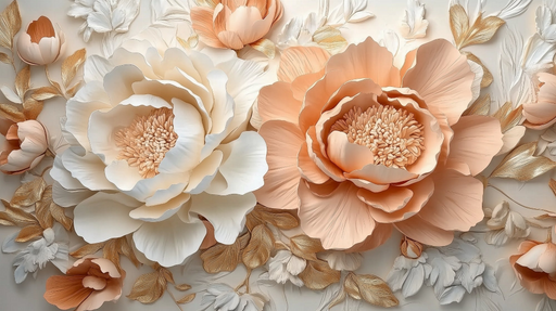 Papier peint floral Fleurs en relief élégantes
