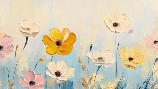 Papier peint floral Fleurs pastel sur fond doux