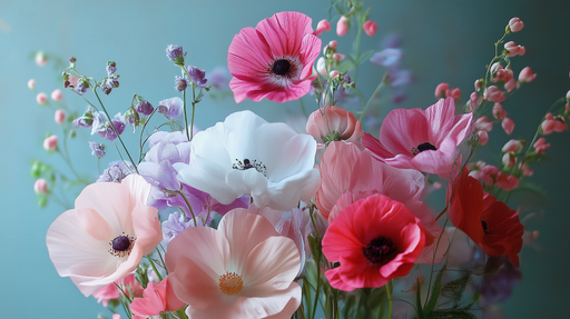 Papier peint floral Bouquet coloré d'anémones