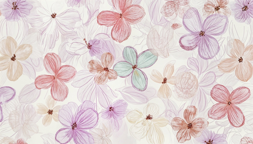 Papier peint floral Motif de fleurs pastel délicates