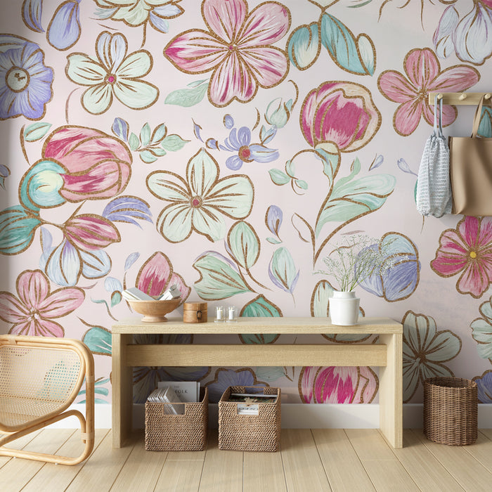 Papier peint floral pastel | Élégance et Douceur