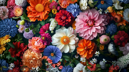Papier peint floral Explosion de Fleurs Colorées