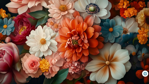 Papier peint floral Explosion de Couleurs Vibrantes