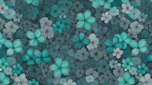 Papier peint floral Motif de fleurs turquoise et gris