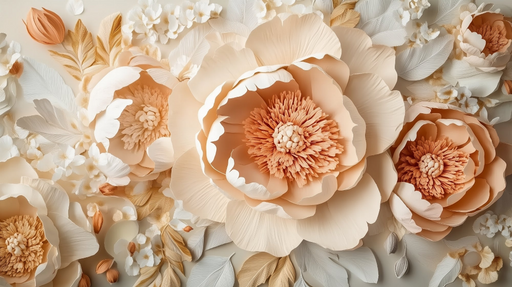 Papier peint floral Motif fleurs en relief pastel