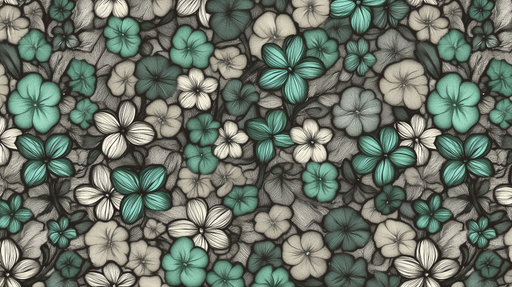 Papier peint floral Motifs fleuris turquoise et beige