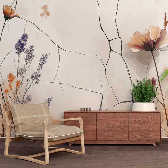 Papier peint floral | Design botanique abstrait