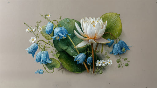 Papier peint floral Motifs délicats de fleurs et feuillage