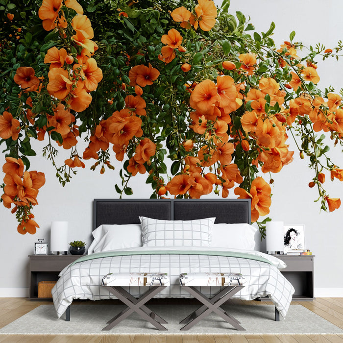 Papier peint fleurs orange | Élégantes fleurs suspendues