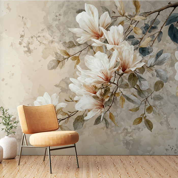 Papier peint floral magnolia | Élégance intemporelle