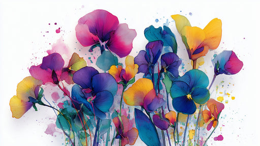 Papier peint fleurs aquarelle Explosion de couleur florale