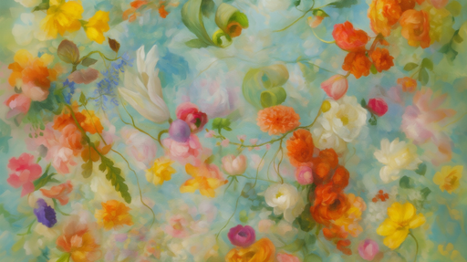 Papier peint floral Abondance colorée sur fond pastel