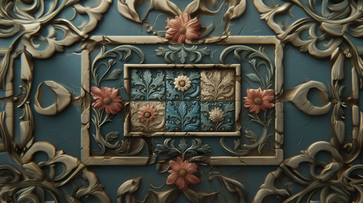 Papier peint floral 3D Motifs sculptés inspirés du classique