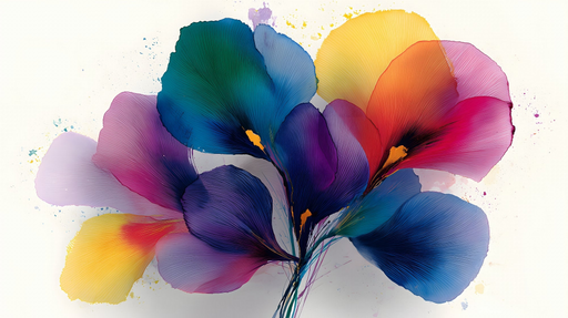 Papier peint floral aquarelle Explosion de couleurs