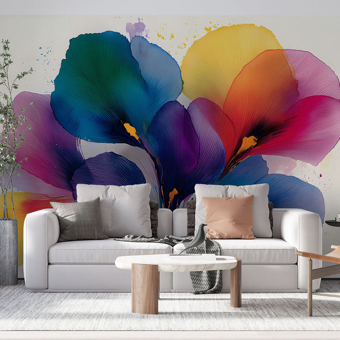 Papier peint floral aquarelle | Explosion de couleurs