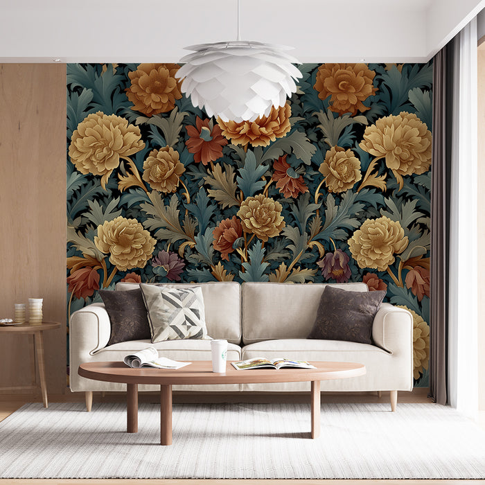 Papier peint floral | Motifs de pivoines élégants