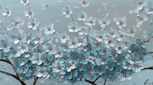 Papier peint floral Fleurs bleues en relief