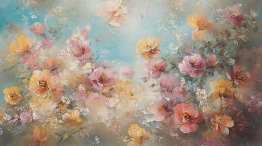 Papier peint floral Fleurs pastel en éclosion