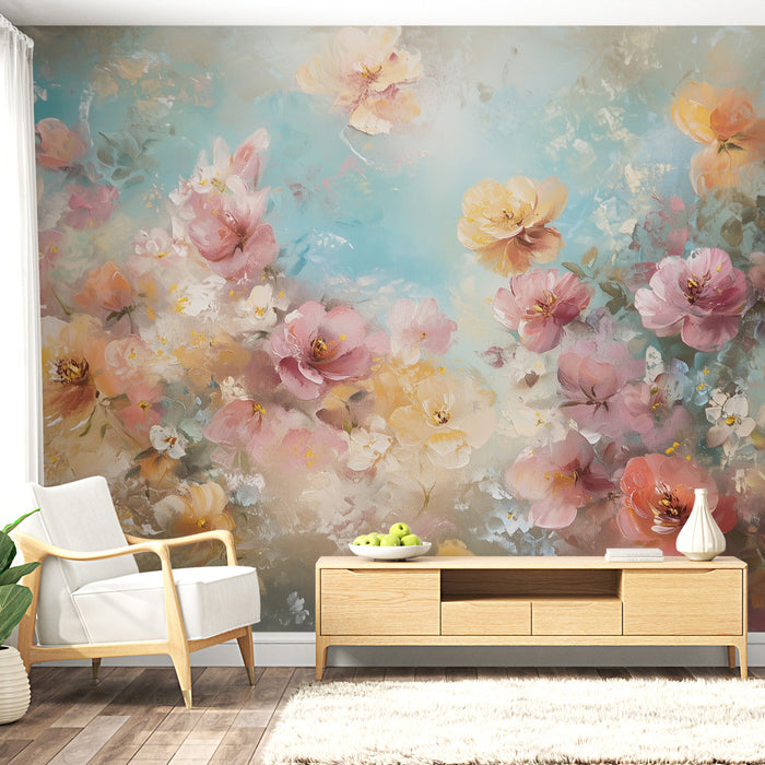 Papier peint floral | Fleurs pastel en éclosion