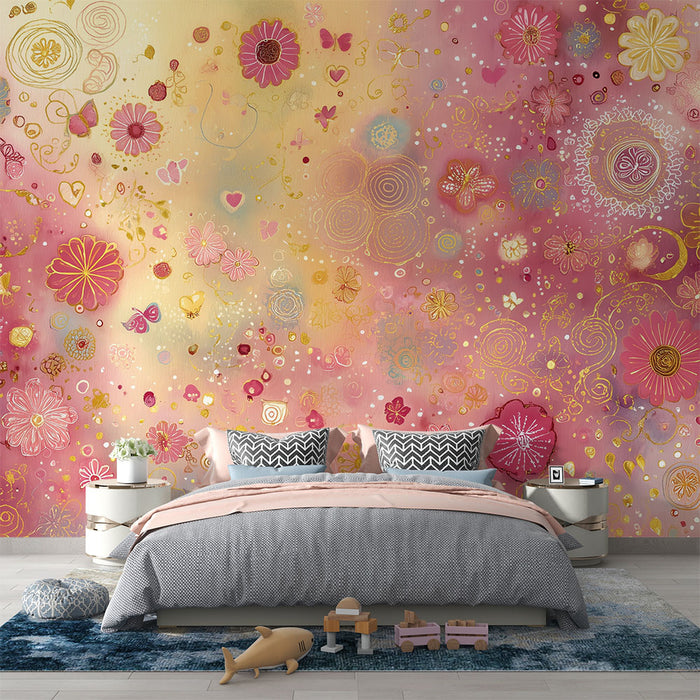 Papier peint floral | Explosion de couleurs pastel