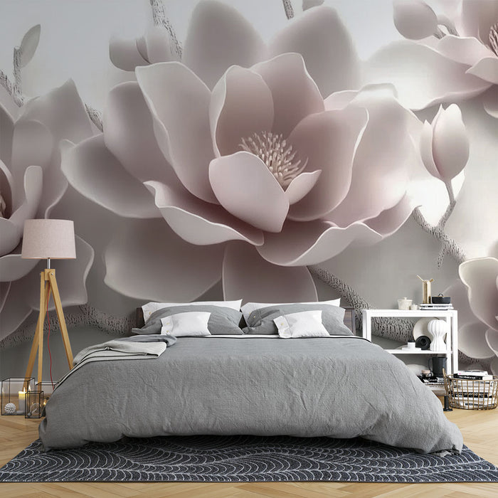 Papier peint fleurs 3D | Élégance florale délicate