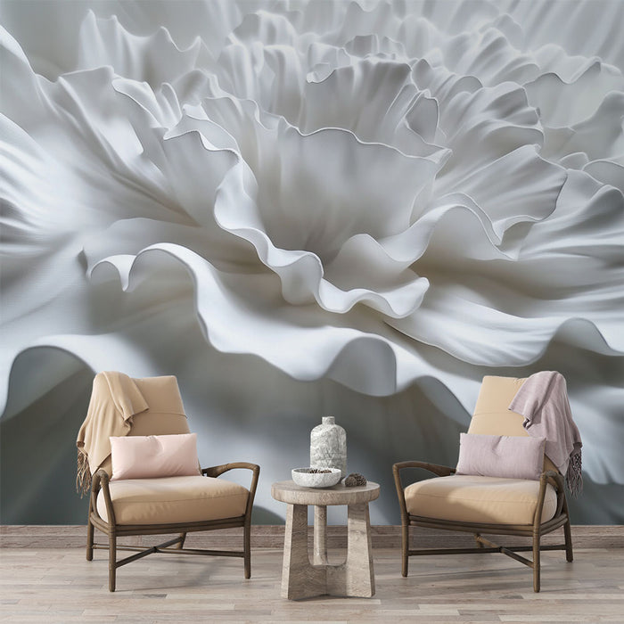 Papier peint floral | Éclat blanc en relief