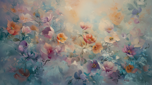 Papier peint floral Bouquet pastel abstrait